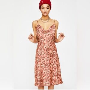 Chic Strapless Red and Cream Leopard Slip Dress